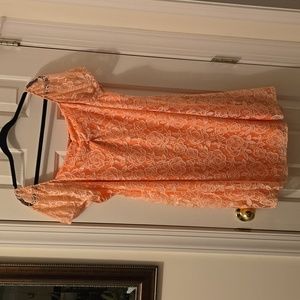 KREATIVE CONTENT WOMENS PLUS ORANGE CREAM SICKLE LACE LINED SUMMER DRESS SIZE 3X
